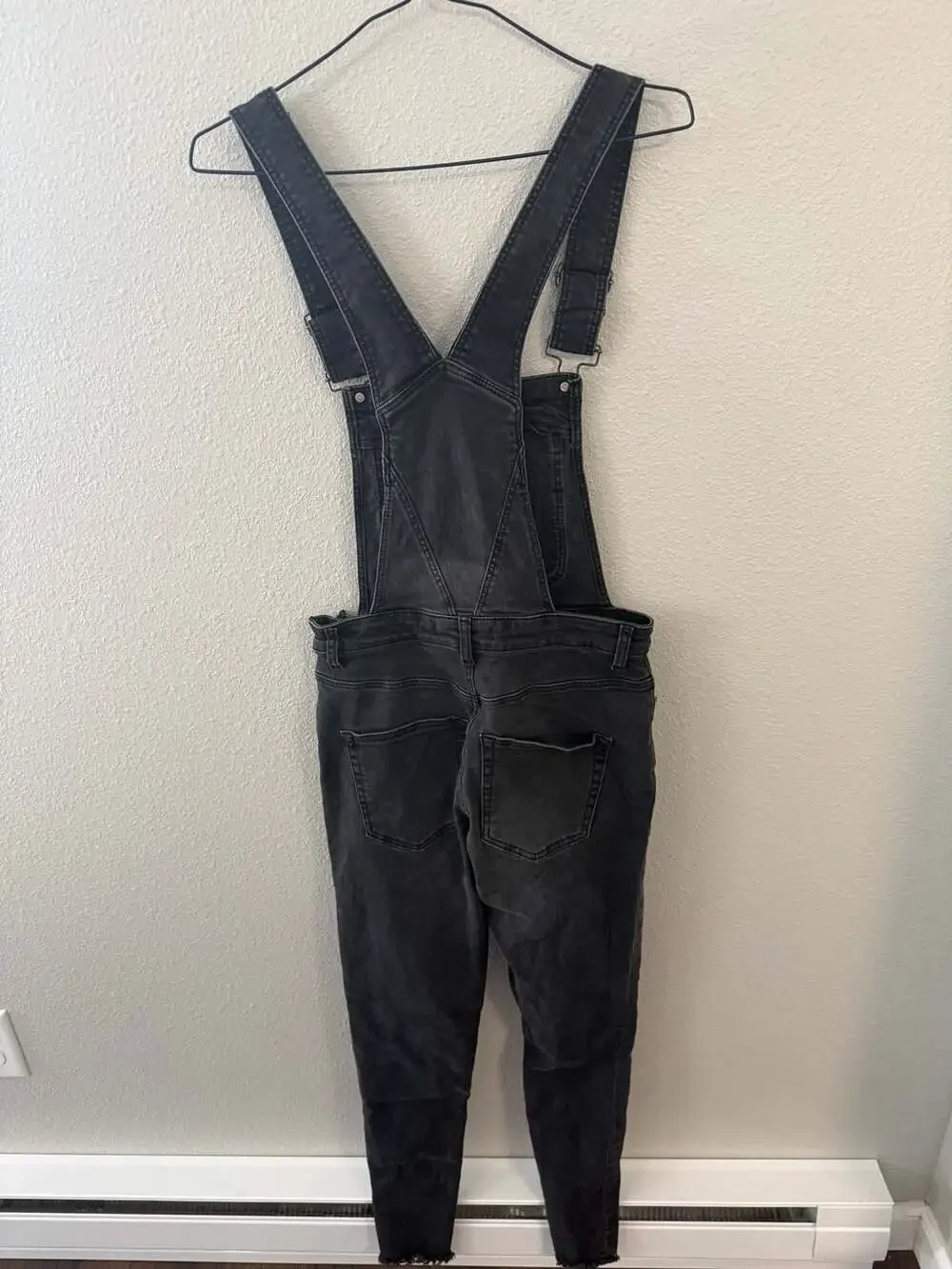 Free People Black Denim Skinny Overalls Size 26R